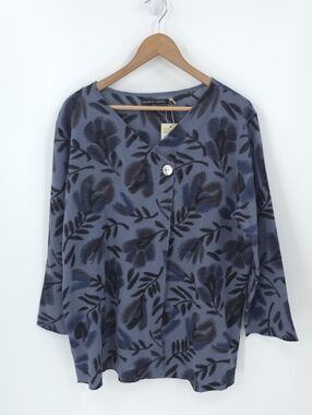 Gudrun Sjoden 100% Wool Disa Cardigan  Single Button Closure Floral Print Boho